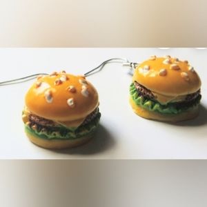 Women's/Girl's Fun Mini Cheeseburger Fish Hook Dangle Earrings